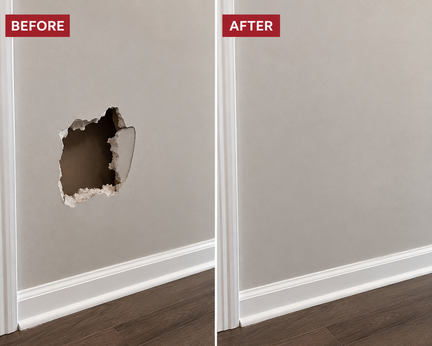 Drywall Repair Before and After